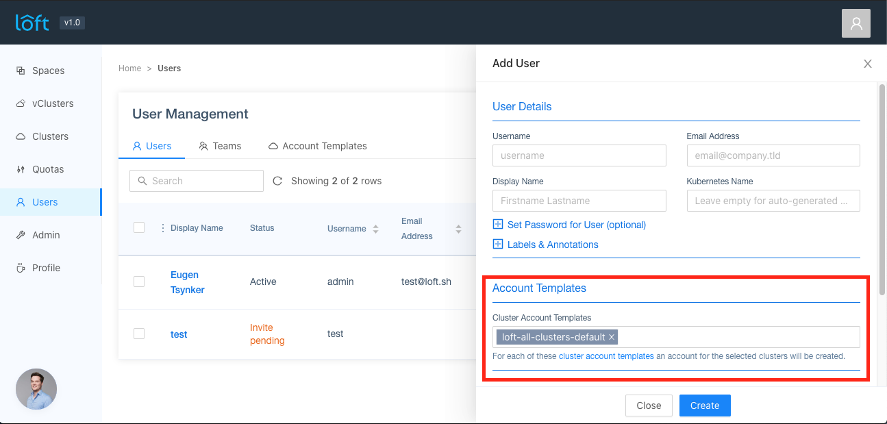 Apply Cluster Account Templates