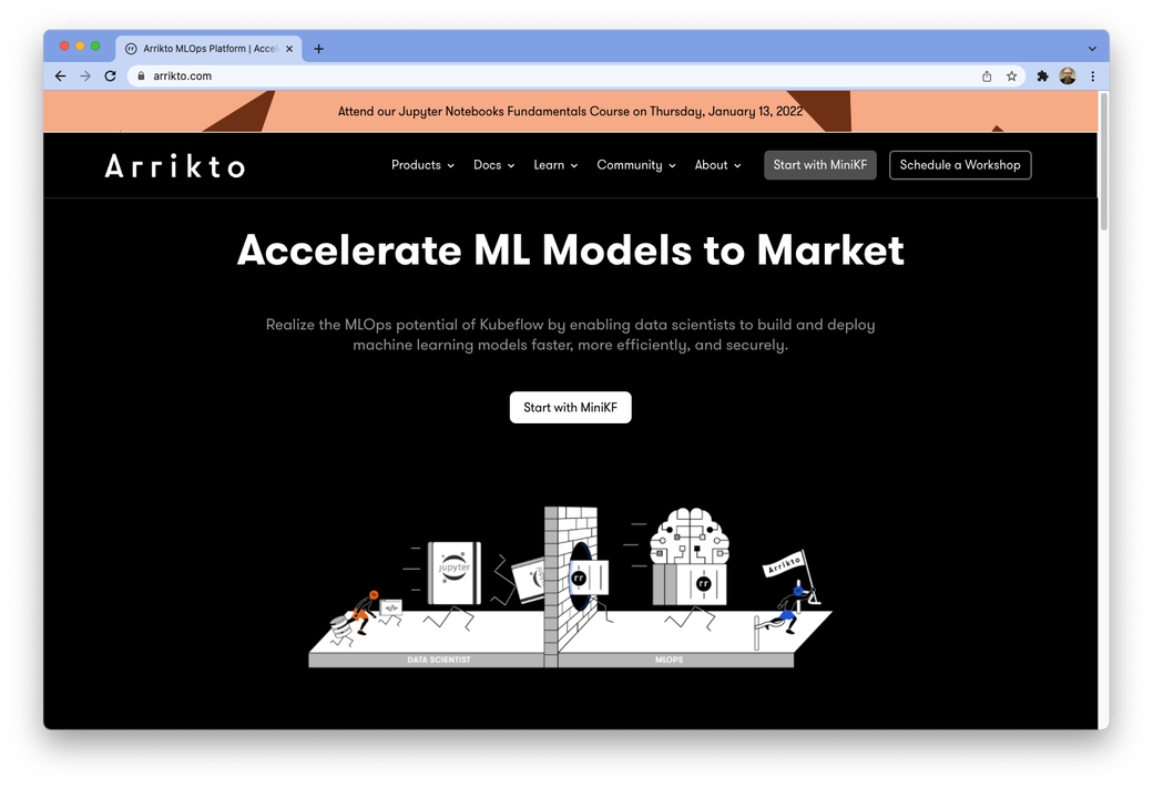 Screenshot of the Arrikto website