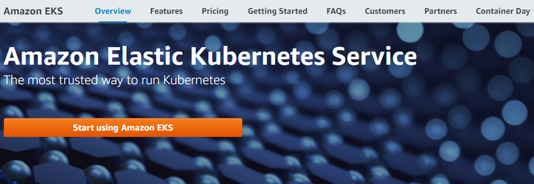 Elastic Kubernetes Service frontpage