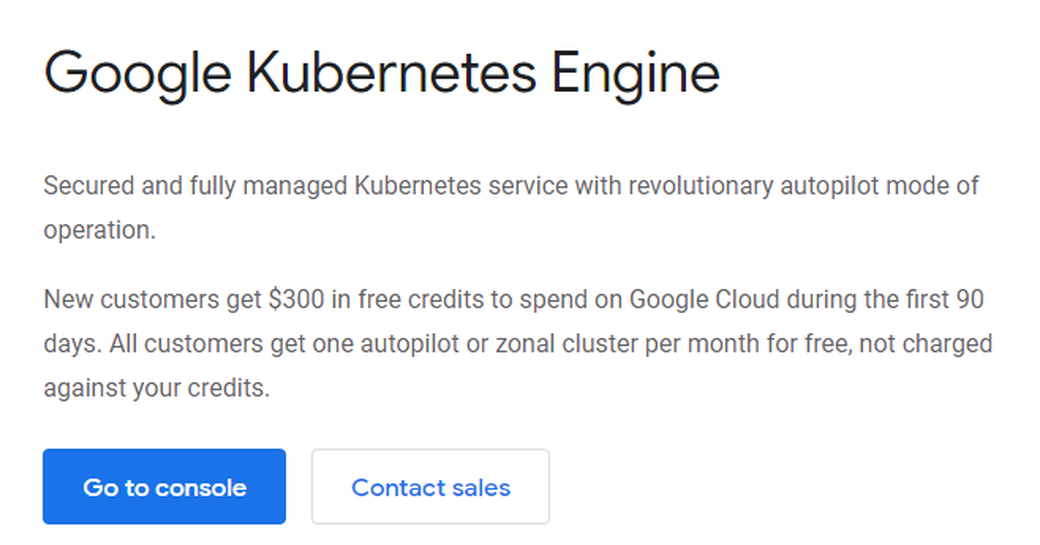 Google Kubernetes Engine frontpage