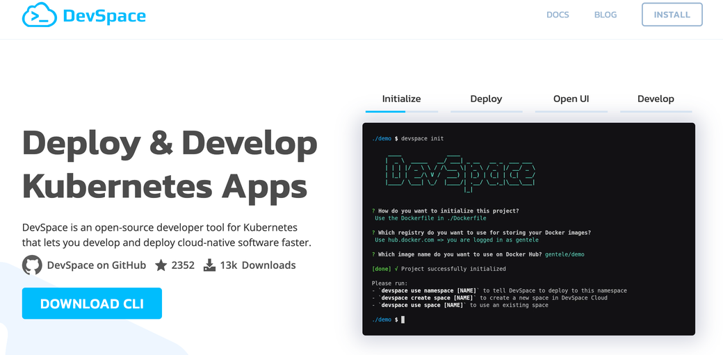 The DevSpace web site