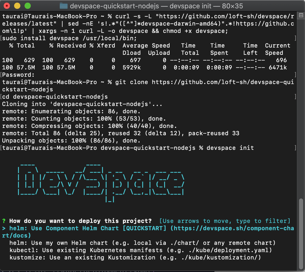 Installing DevSpace